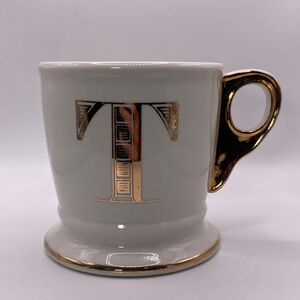 Anthropologie Monogram "T" Initial Coffee Mug
- White & Gold Letter T